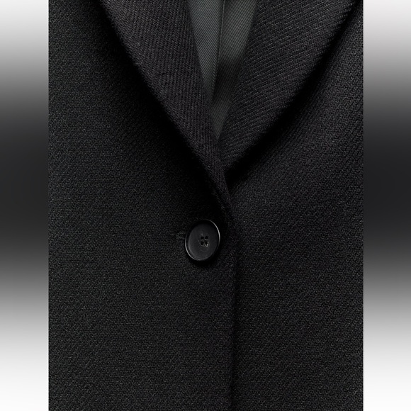 Zara felt texture wool blend coat peacoat jacket black small 8431/102 - Picture 8 of 16